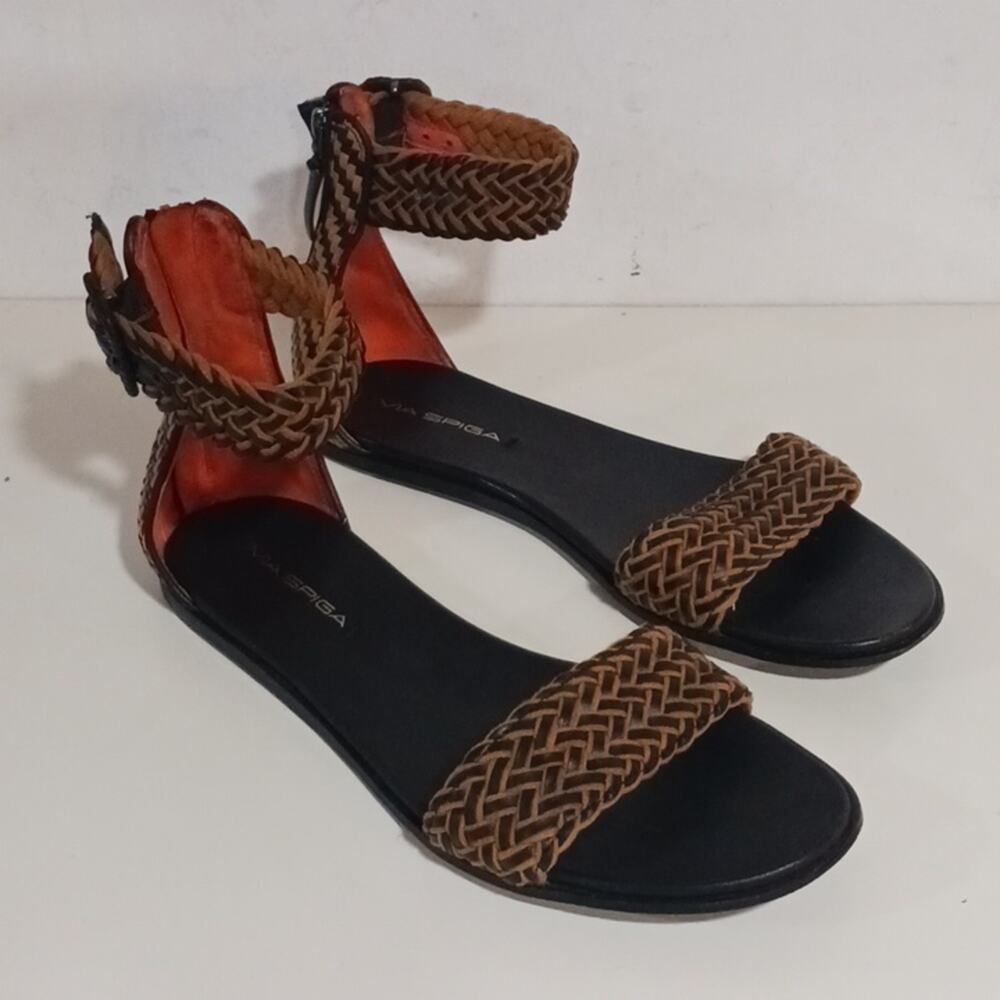 Via Spiga Wenda braided leather flat sandals sz 8.5